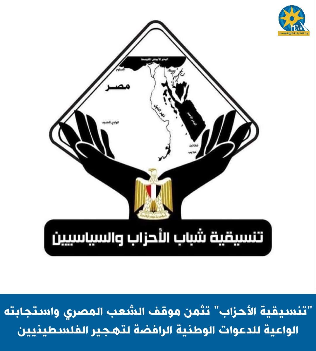"تنسيقية الأحزاب" تثمن موقف الشعب الرافضة لتهجير الفلسطينيين