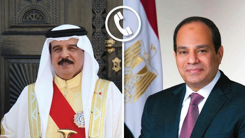 الرئيس يبحث مع ملك البحرين التصعيد الجارى فى غزة