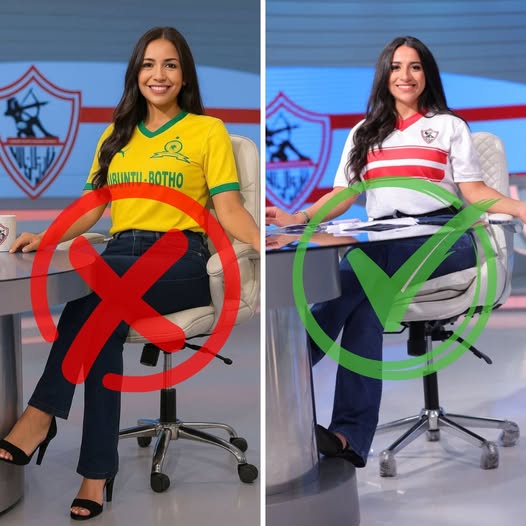 رد نارى من مذيعة قناة الزمالك على ارتدائها فانلة صن دوانز بالاستديو