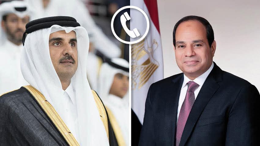 الرئيس يبحث مع أمير قطر مستجدات الأوضاع الإقليمية