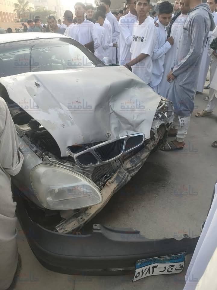 حادث تصادم أمام مجلس مدينة طامية أثناء عودة رئيس المجلس من صلاة العيد دون إصابات