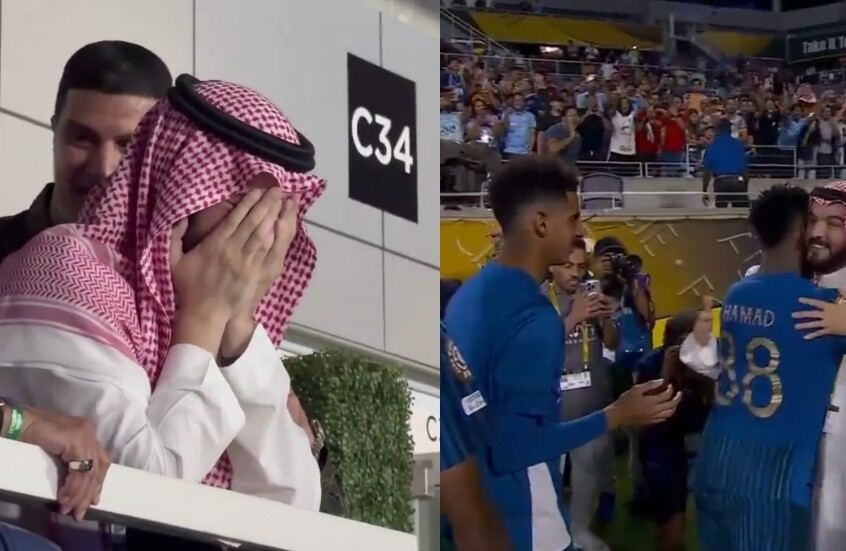 رئيس نادى الهلال السعودى يبكى فرحا بعد الفوز على مانشستر سيتى