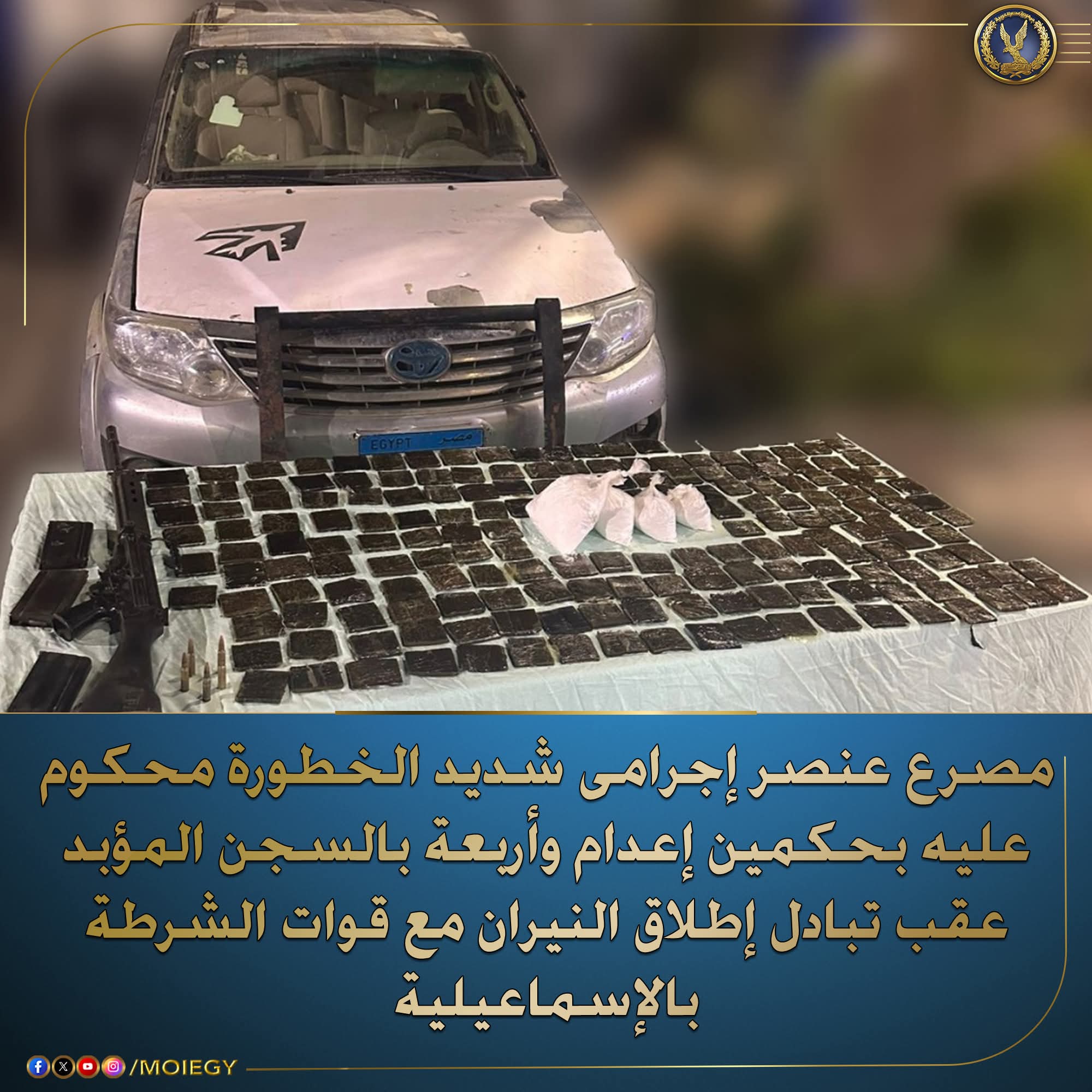 مصرع عنصر شديد الخطورة فى الإسماعيلية