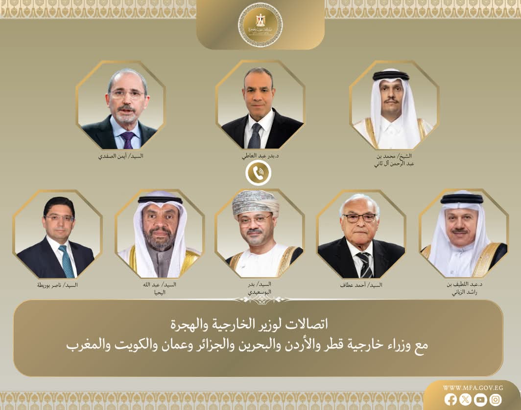 وزير الخارجية يتصل بنظرائه في قطر والأردن والبحرين والجزائر وعُمان والكويت والمغرب
