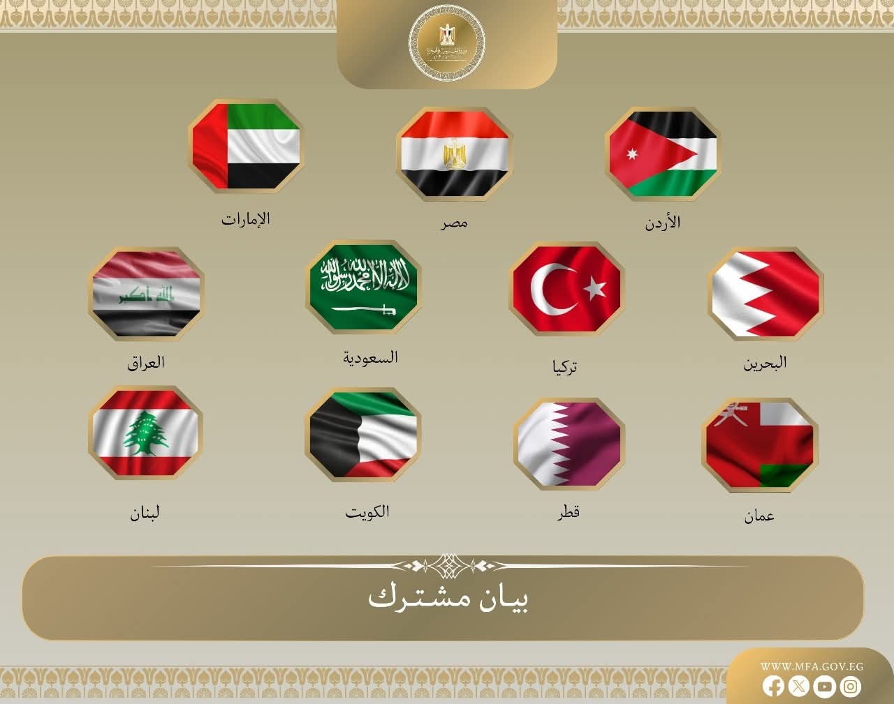 بيان عربى تركى لدعم واستقرار سوريا ووحدتها
