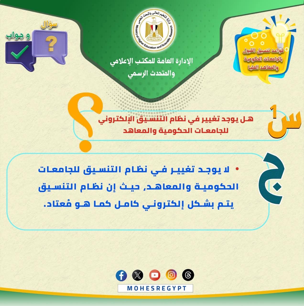 انفوجرافات توضيحية للتوعية بكيفية تنسيق القبول بالجامعات الحكومية