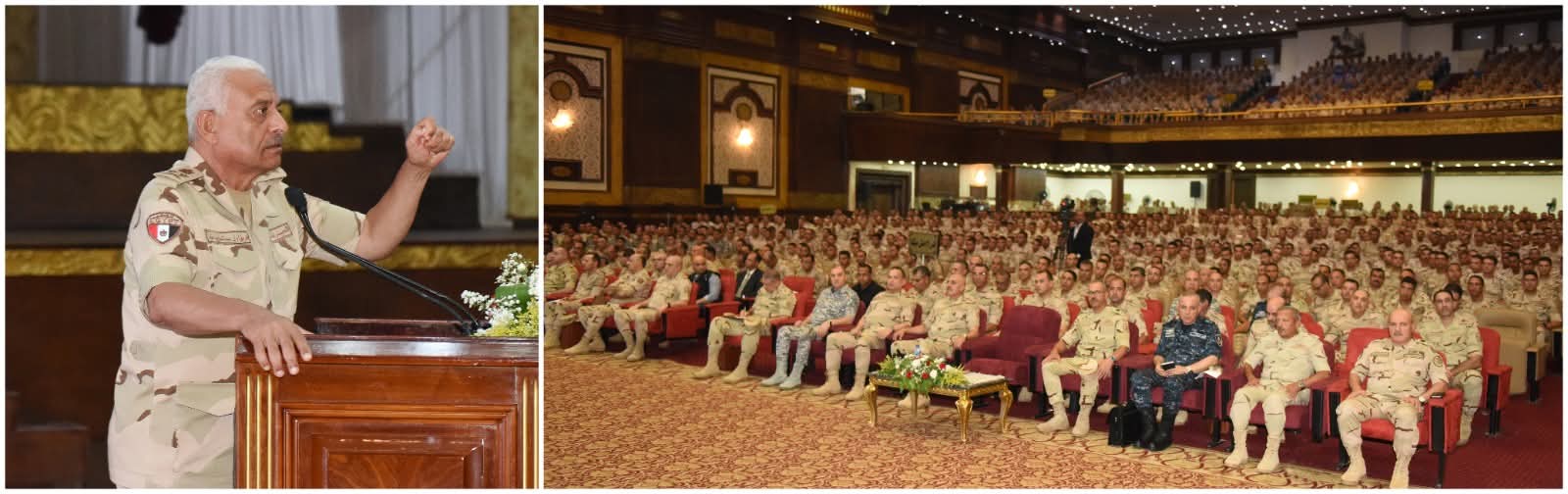 وزير الدفاع يلتقى عدداً من مقاتلى الجيش الثانى وكلية الضباط الإحتياط ومعهد ضباط الصف المعلمين