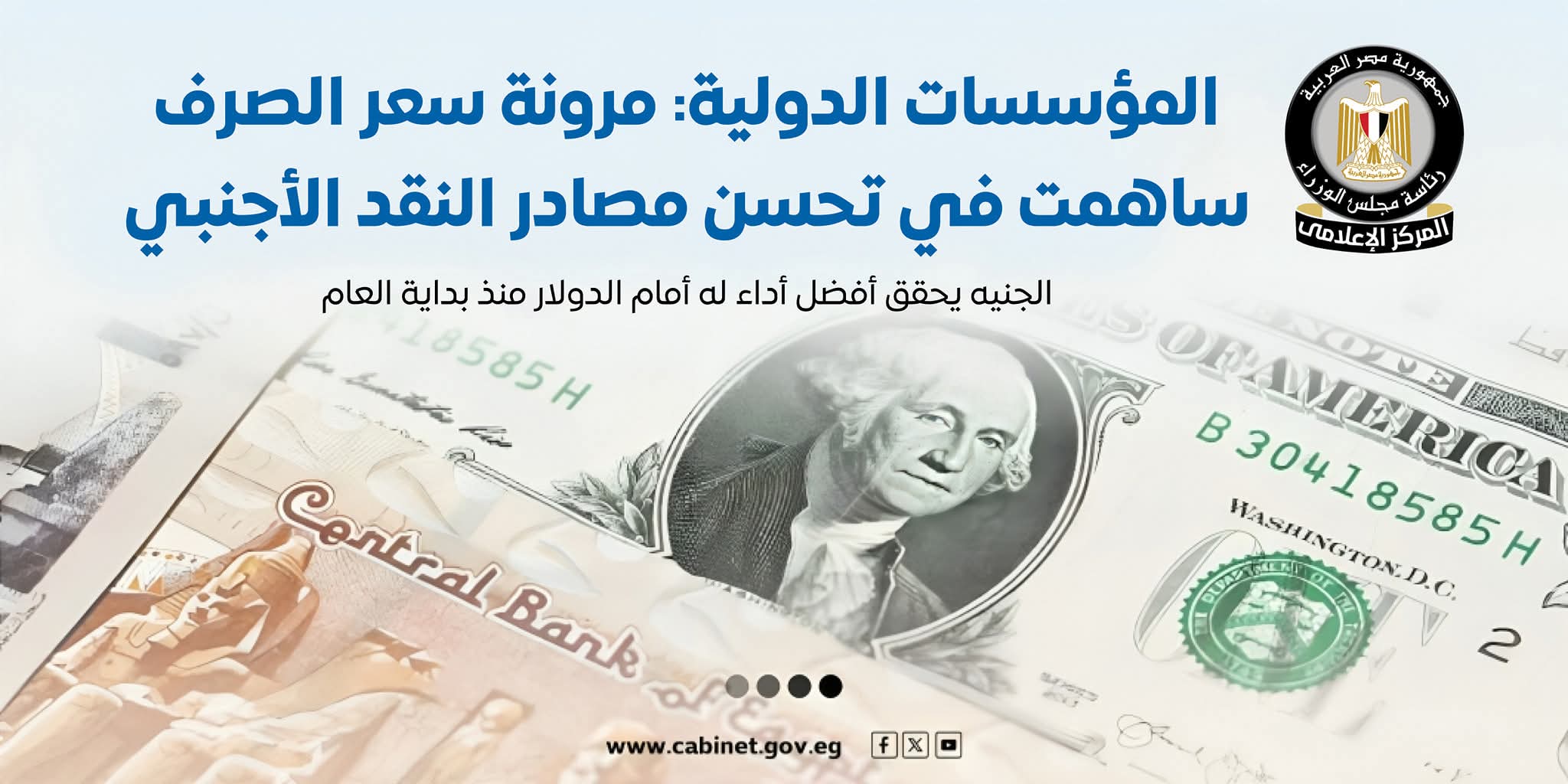المؤسسات الدولية تشيد بمرونة سعر الصرف: ساهمت فى تحسن مصادر النقد الأجنبى