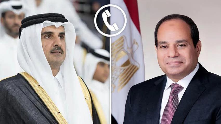 الرئيس.. للشيخ تميم:مصر تستنكر بشدة العمل العدواني الإسرائيلى ضد قطر