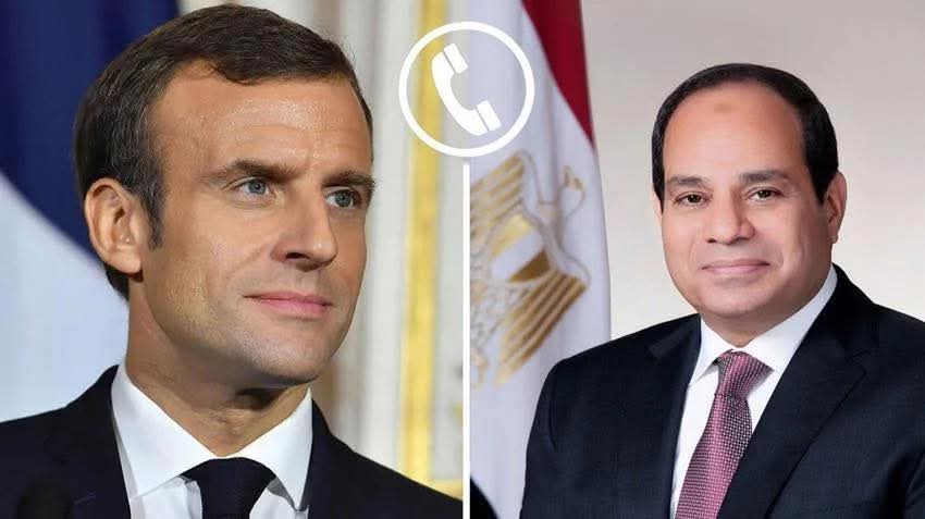 الرئيس يبحث مع نظيره الفرنسي الحرب الإسرائيلية على قطاع غزة