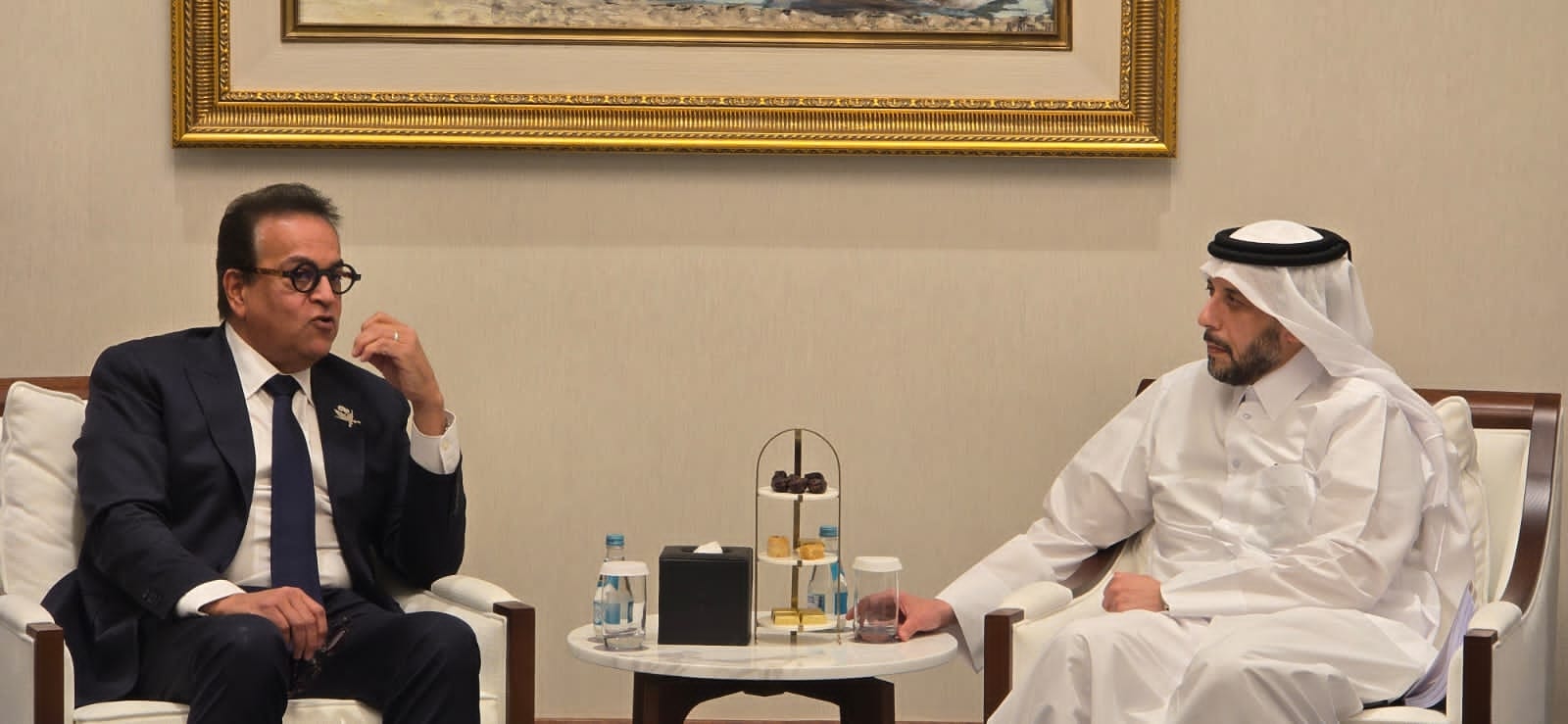 وزير الصحة يبحث مع نظيره القطري دعم القطاع الصحي في غزة