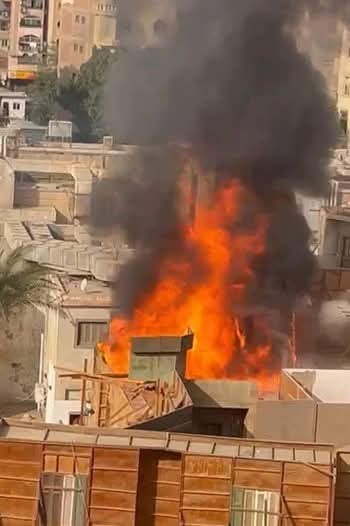 حريق ضخم يلتهم ماكيت تصوير مسلسل «الكينج» لـ محمد إمام باستوديو مصر فى الهرم