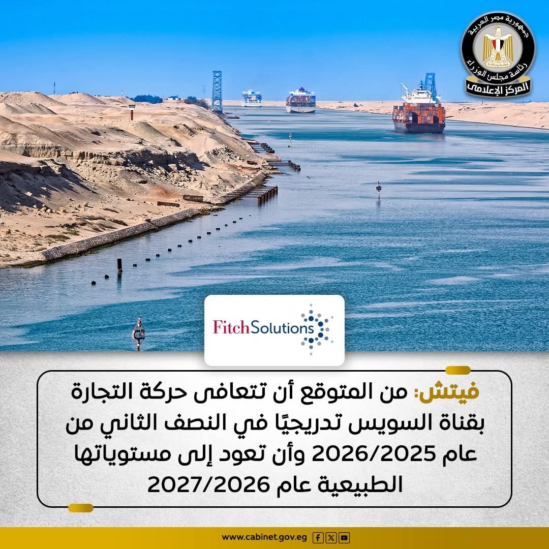 وكالة "فيتش": حركة التجارة بقناة السويس ستشهد تعافيًا تدريجيًا