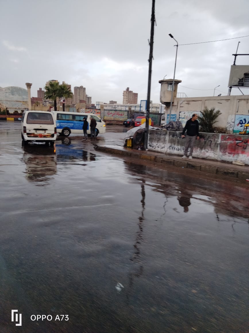 بالصور.. أمطار غزيرة تضرب الإسكندرية منذ فجر اليوم وتدفع المحافظة لرفع حالة التأهب 