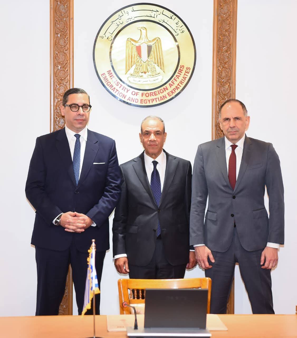 مشاورات سياسية لوزراء خارجية مصر واليونان وقبرص في إطار آلية التعاون الثلاثي